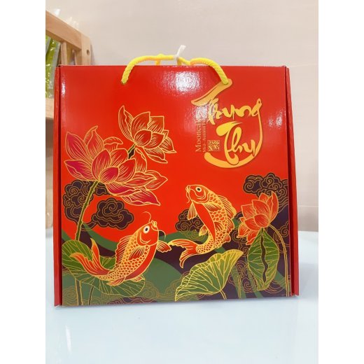 Hộp Trung Thu DÀY XÉO Có Quai Xách Đựng 4 Bánh 150 - 200 gr