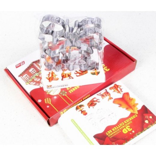 Bộ 10 khuôn nhấn inox hình ngôi nhà 3D