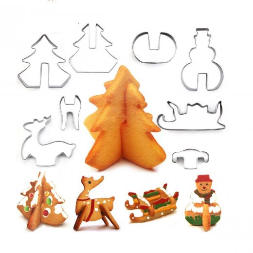 Bộ 8 khuôn nhấn inox Noel Giáng Sinh 3D