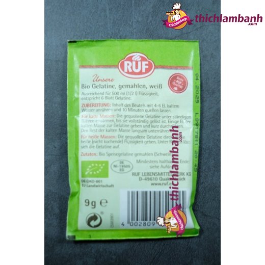 Gelatin bột hữu cơ RUF