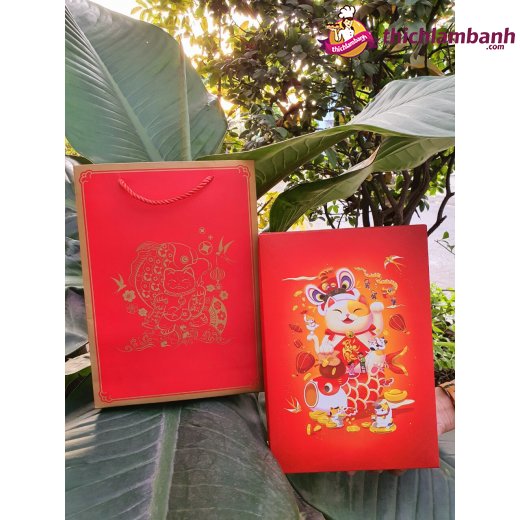 Hộp giấy Mèo thần tài cá chép