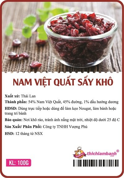 Cranberries / Nam Việt Quốc khô
