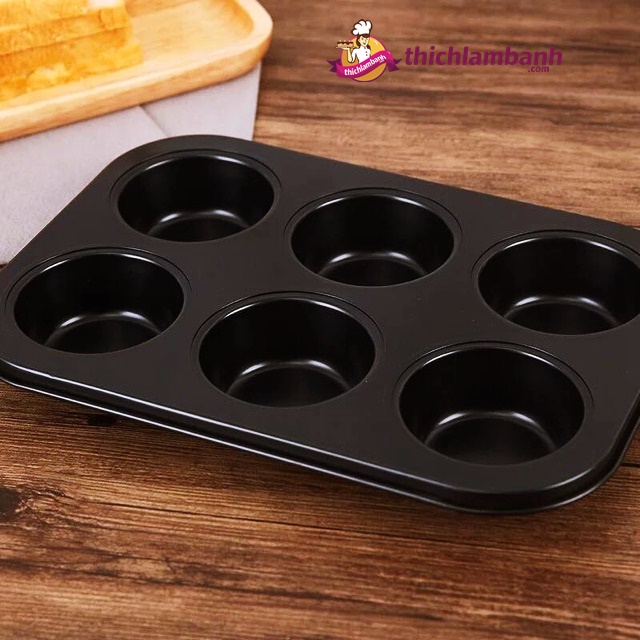 Khuôn Cupcake chống dính 6 lỗ