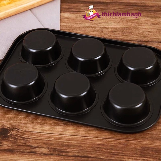 Khuôn Cupcake chống dính 6 lỗ