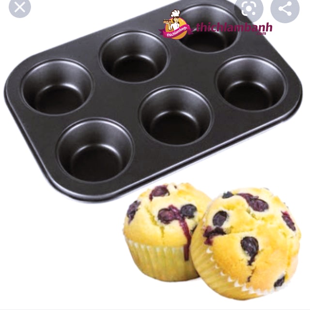 Khuôn Cupcake chống dính 6 lỗ