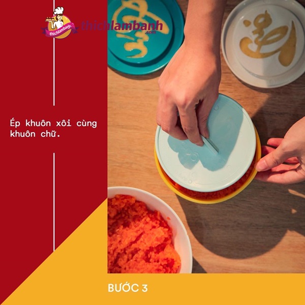 Khuôn xôi tròn 3 mặt Phúc Lộc Thọ 12cm