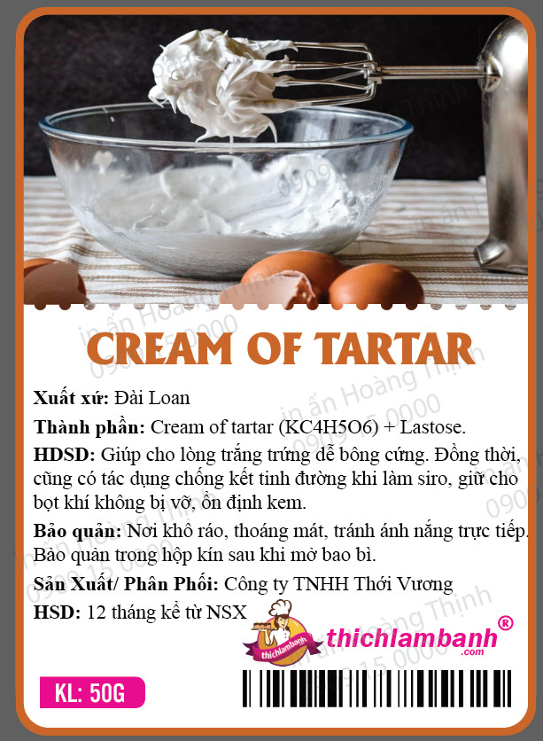 Cream of tartar / Bột tartar 50g