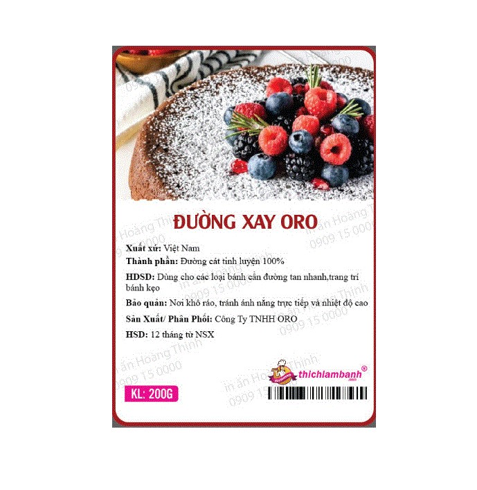 Đường xay nhuyễn, mịn ORO 200g