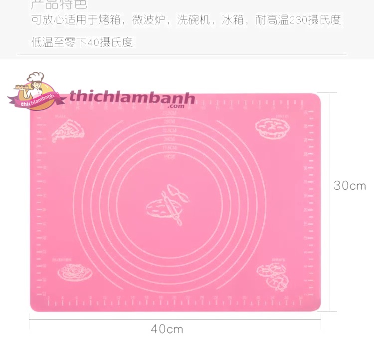 Baking mat - Tấm cán bột 30 x 40 cm