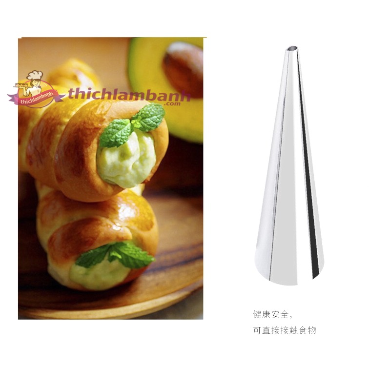 Bộ 2 khuôn inox làm bánh mì ốc quế 12cm hình nón