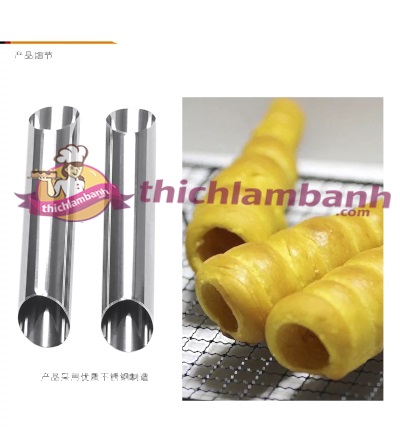 Bộ 3 khuôn tạo hình bánh croissant (sừng bò) hình trụ