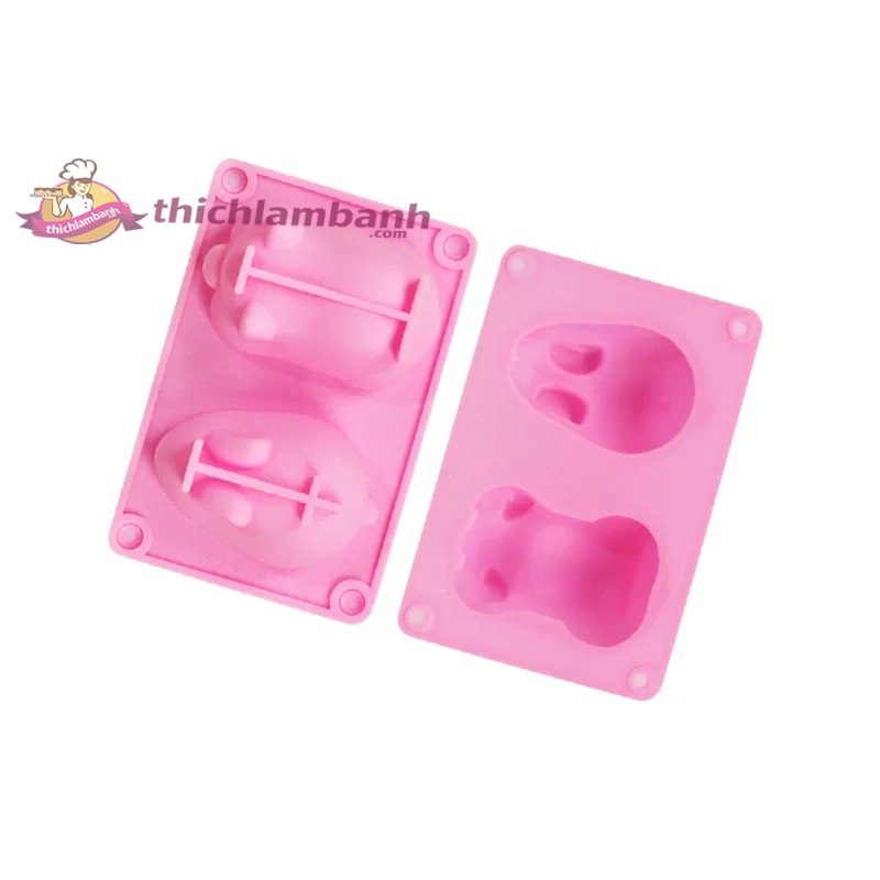 Khuôn silicon 2 thỏ và heo