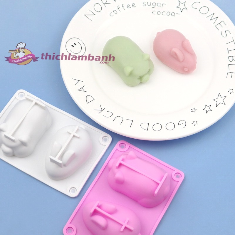 Khuôn silicon 2 thỏ và heo