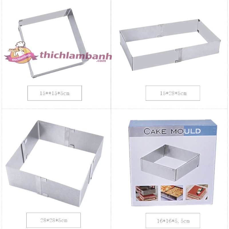 Khuôn tortenring vuông thay đổi kích thước
