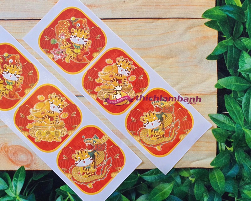 Tem tết 3 Nhãn đỏ 8cm