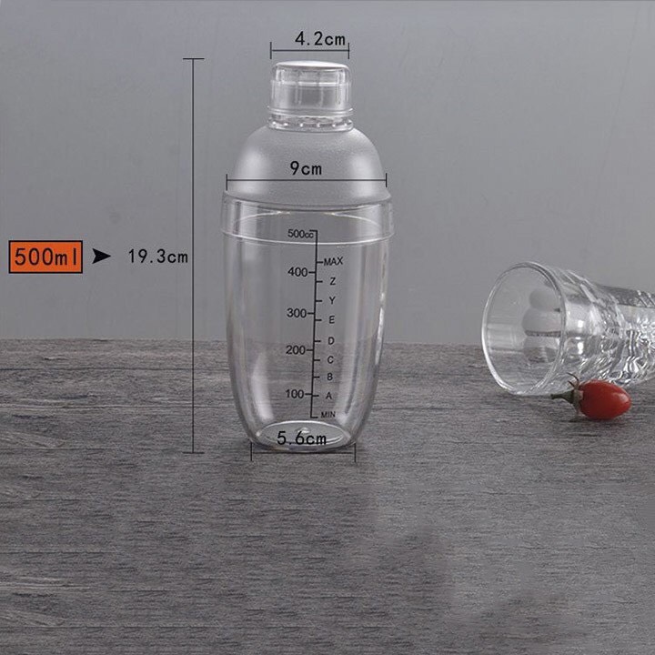 Bình lắc pha chế nhựa Cocktail Shaker 500ml