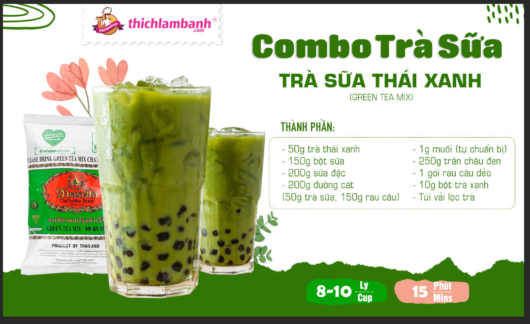 Combo trà sữa Thái Xanh