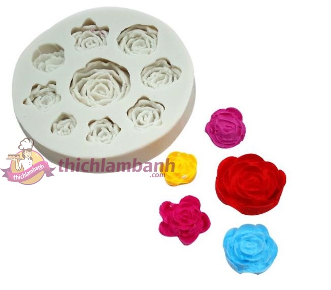 Khuôn silicon 4D 9 bông hồng MK - 007