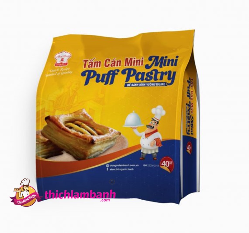 Tấm Cán Mini Puff Pastry 40 Cái (Pateso Hình Vuông)