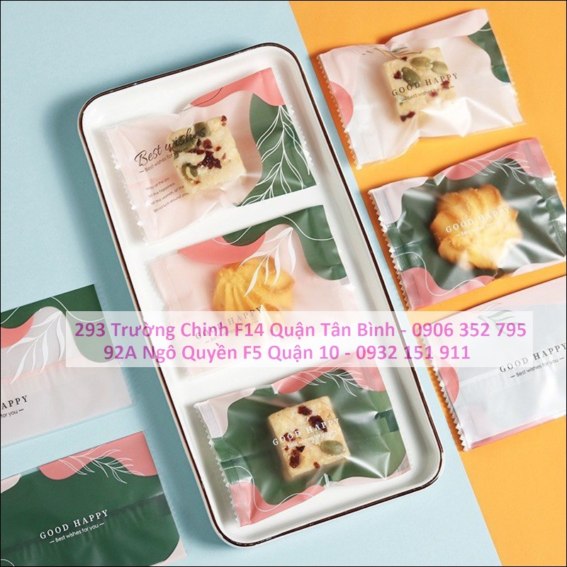 Túi hàn mẫu Lá xanh Happy 7*10cm