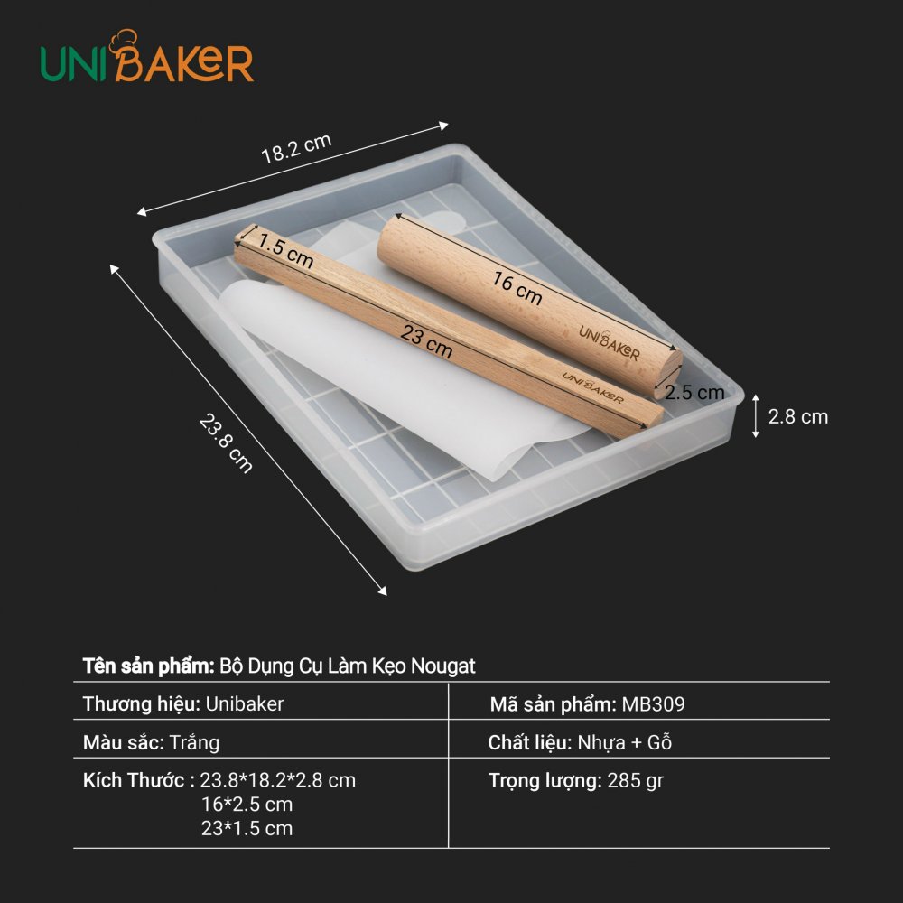 Khuôn nhựa làm kẹo Nougat Unibaker MB309