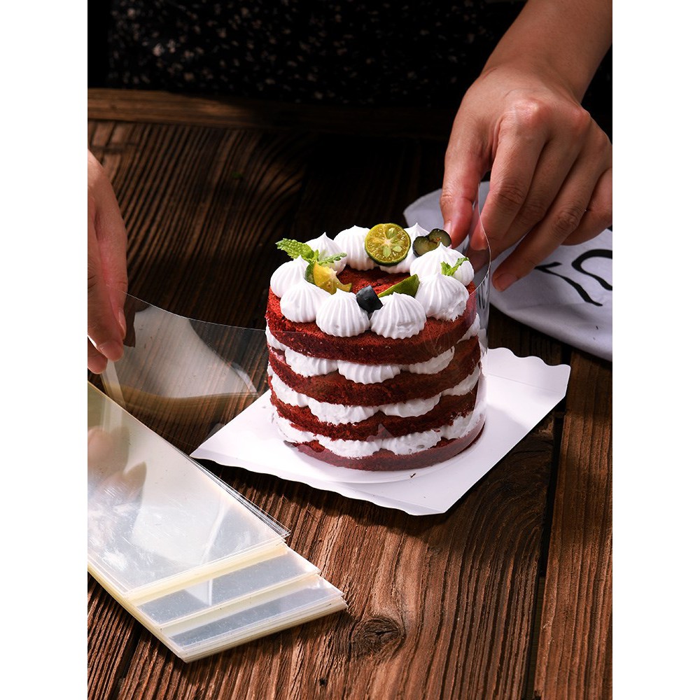 Viền bánh nylon cứng bọc bánh Mousse (loại cứng dày), mica quấn thành bánh