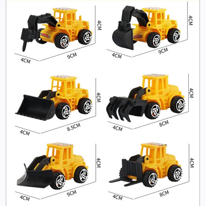 Set trang trí bánh kem - 6 máy xúc