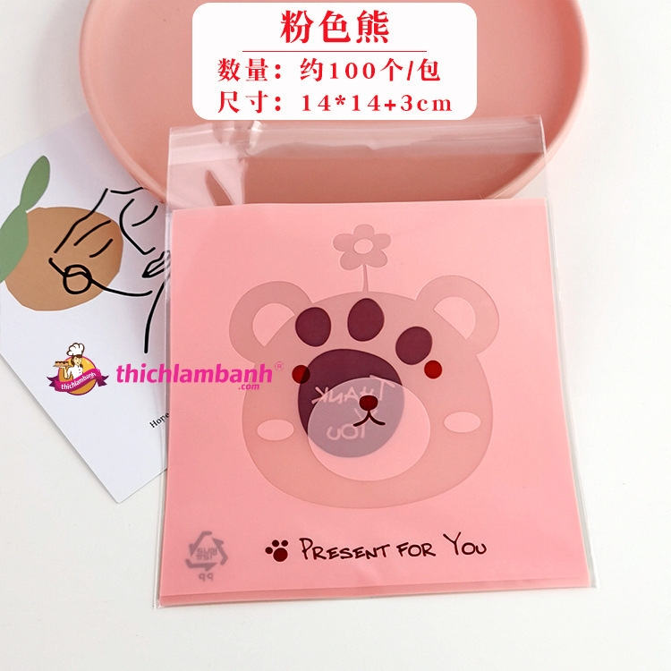 Túi dán mẫu Mèo Thankyou 14cm