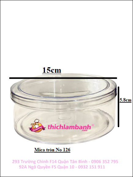 Hộp Mica Tròn No.126 đựng mứt, bánh, hạt..
