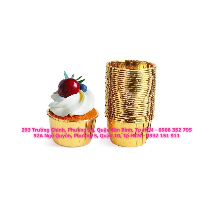 Cup giấy muffin nhũ hồng/ Vàng đáy 4cm 50c