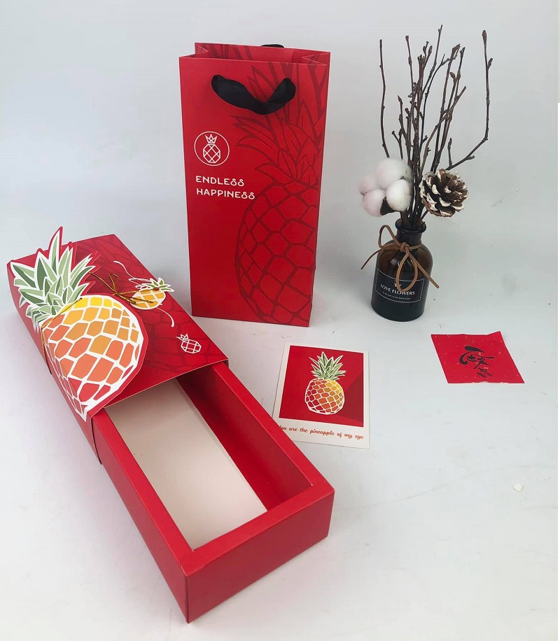 Hộp bánh dứa màu đỏ (buộc dây)