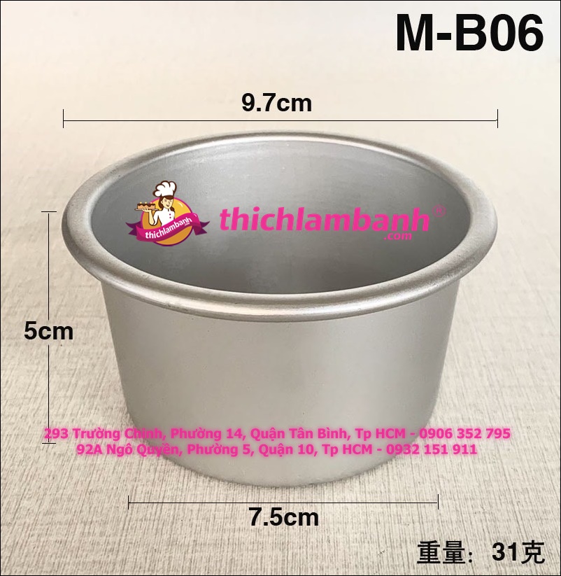 Khuôn nhôm tròn đúc liền - B06 (9.5x5cm)