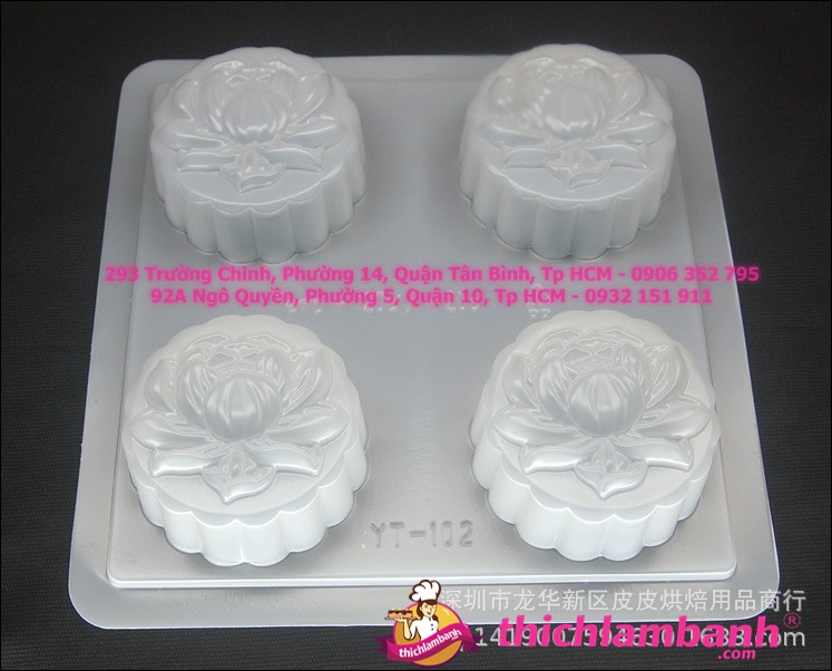 Khuôn nhựa trắng rau câu 4 hoa sen