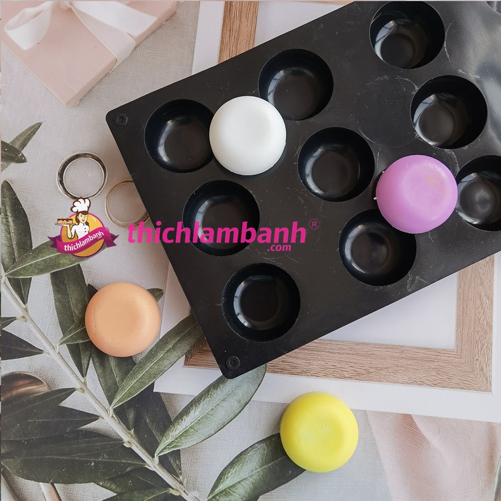 Khuôn silicon 12 tròn dẹt bánh lạnh