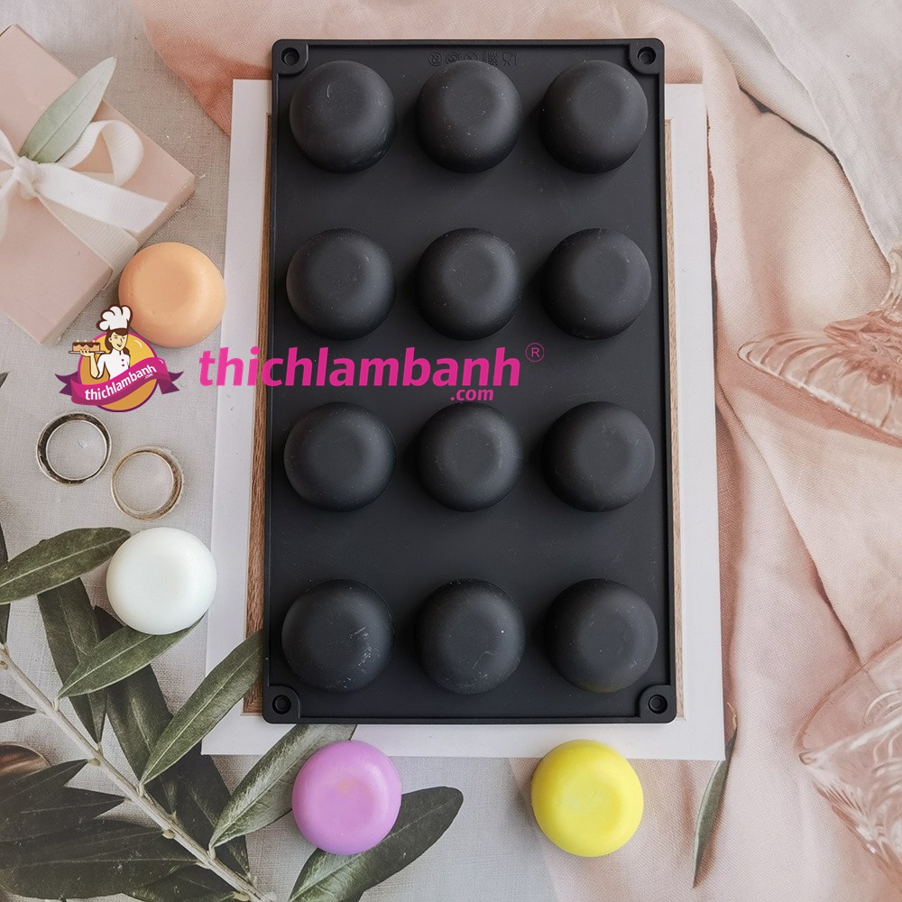 Khuôn silicon 12 tròn dẹt bánh lạnh