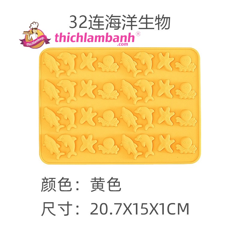 Khuôn silicon 32 sinh vật biển nhí