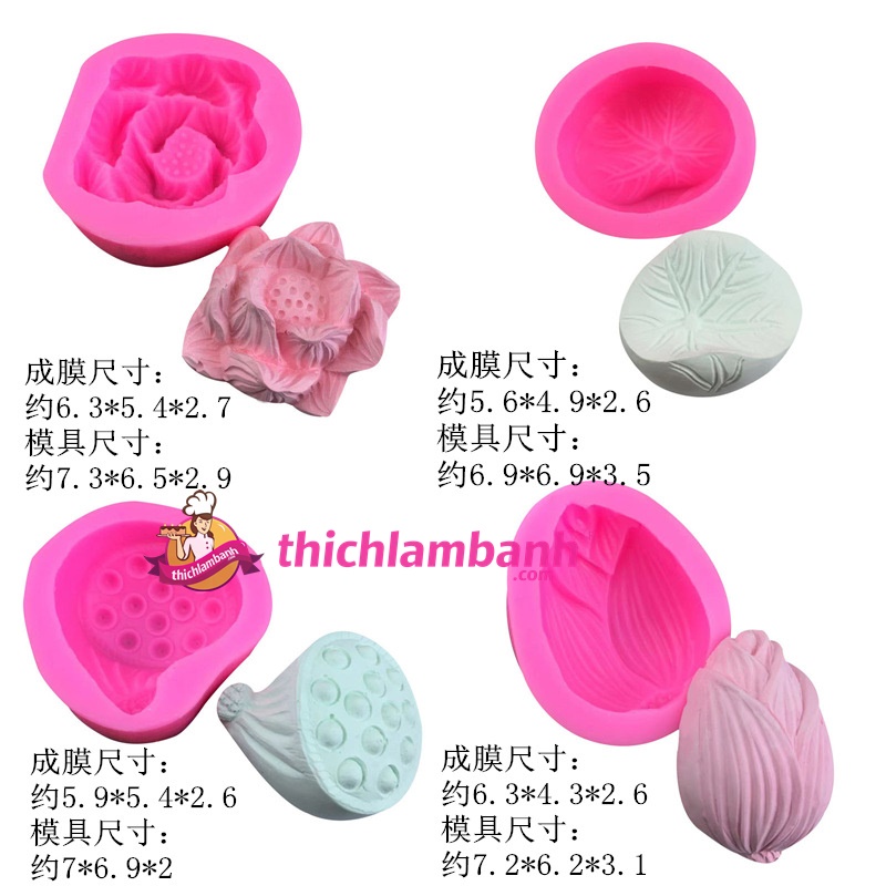 4D Silicon bộ 4 khuôn sen trôi nước