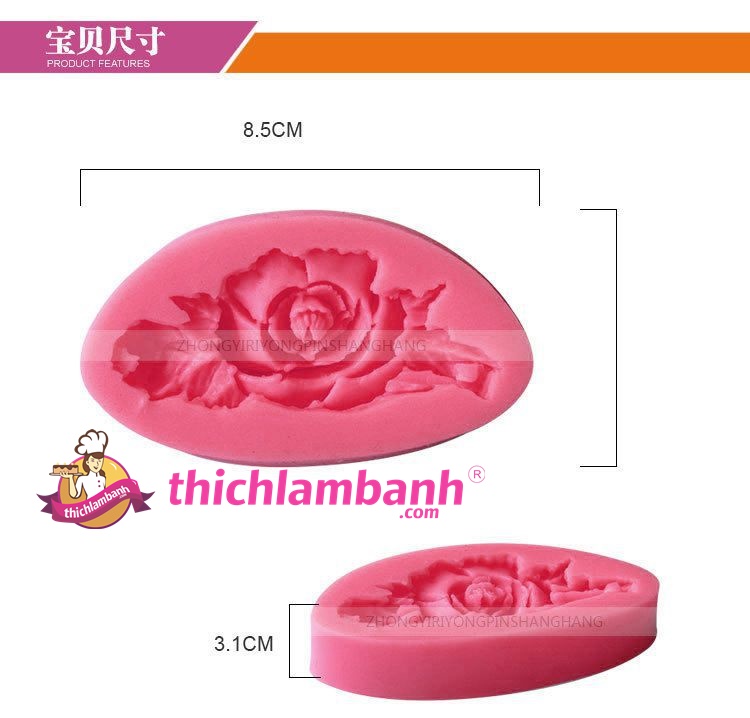 4D Silicon Hoa hồng oval H1963