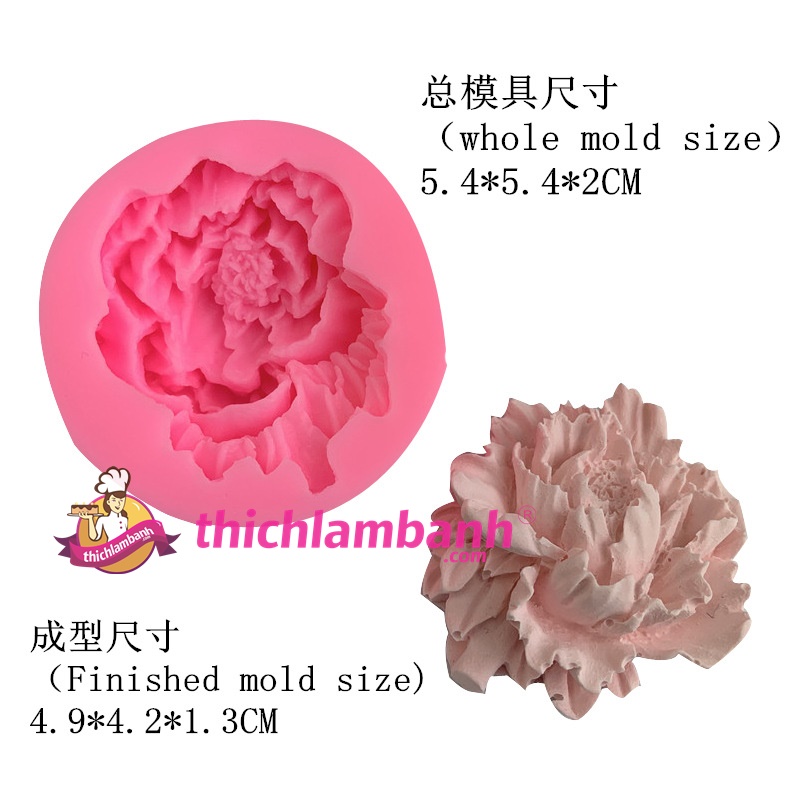4D Silicon Hoa mẫu đơn 4.9cm H6459