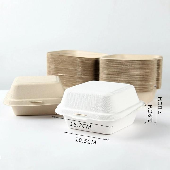 Hộp bento bã mía vuông màu Nâu