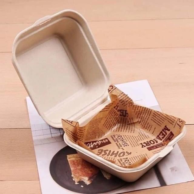 Hộp bento bã mía vuông màu Nâu