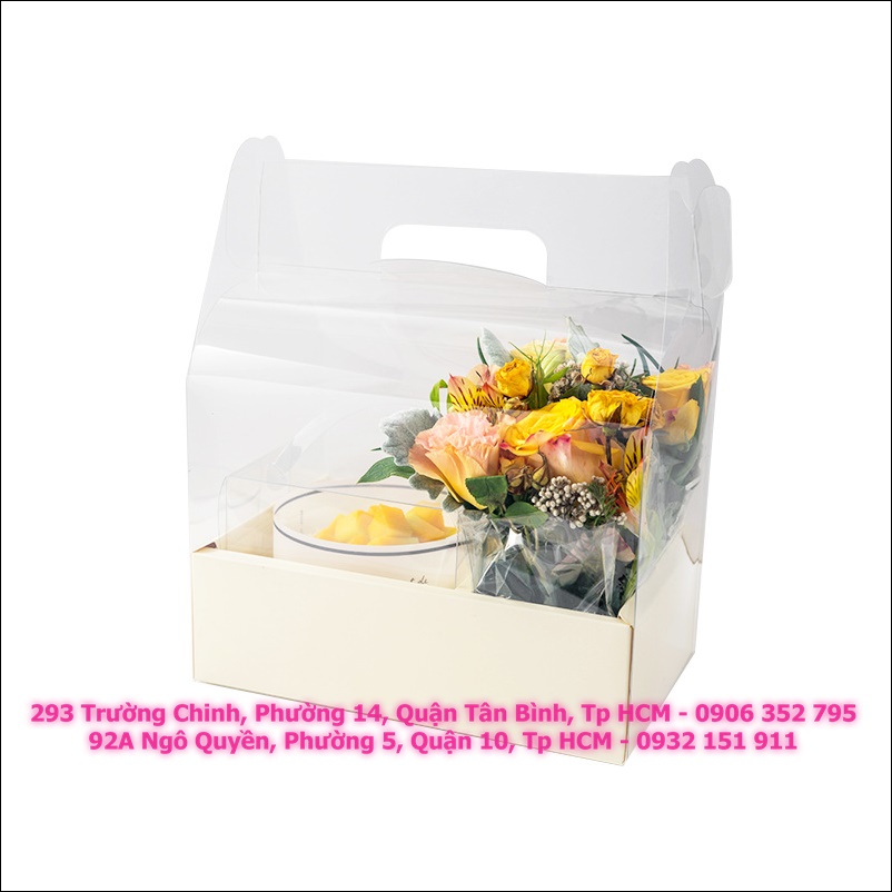 Hộp đựng mica 2 ngăn T125 - hộp đựng bánh, hoa và quà