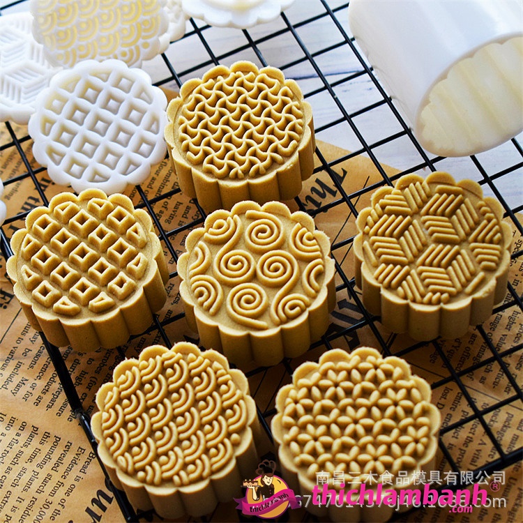 Khuôn lò xo 100G tròn Hoa văn 6 mặt