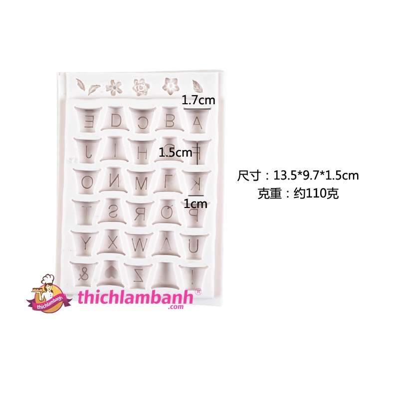 Khuôn silicon 4D 30 chậu hoa chữ cái MK-1668