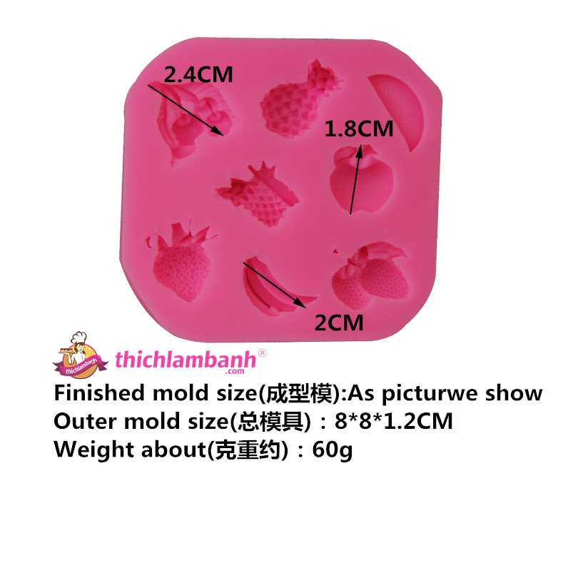 Khuôn silicon 4D 7 trái cây MK - 413
