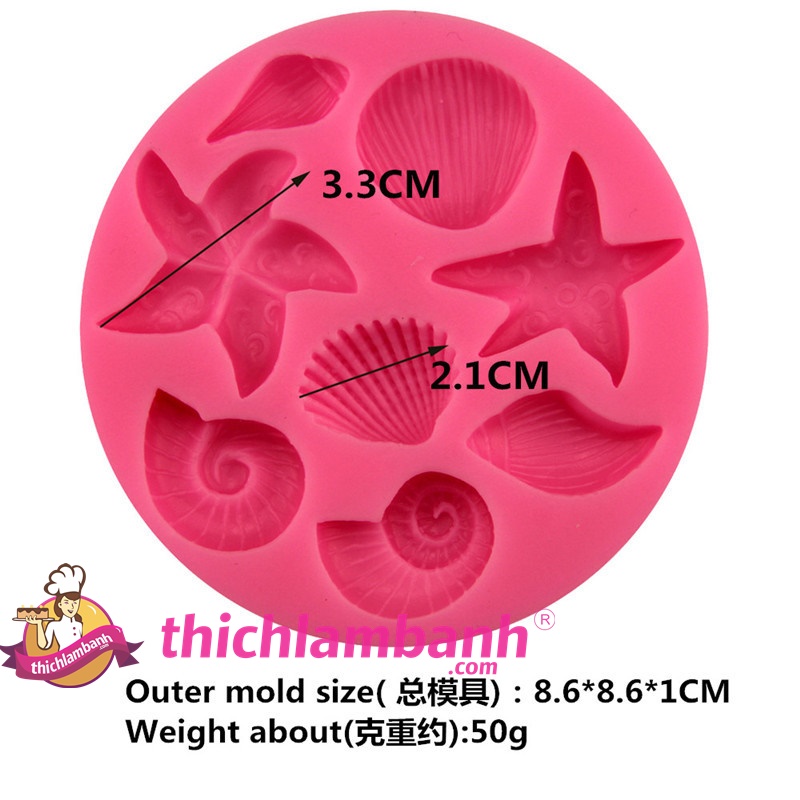Khuôn silicon 4D 8 sò ốc MK - 556