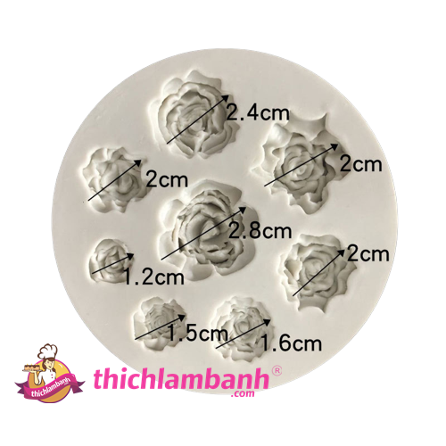 Khuôn silicon 4D 9 bông hồng MK - 007