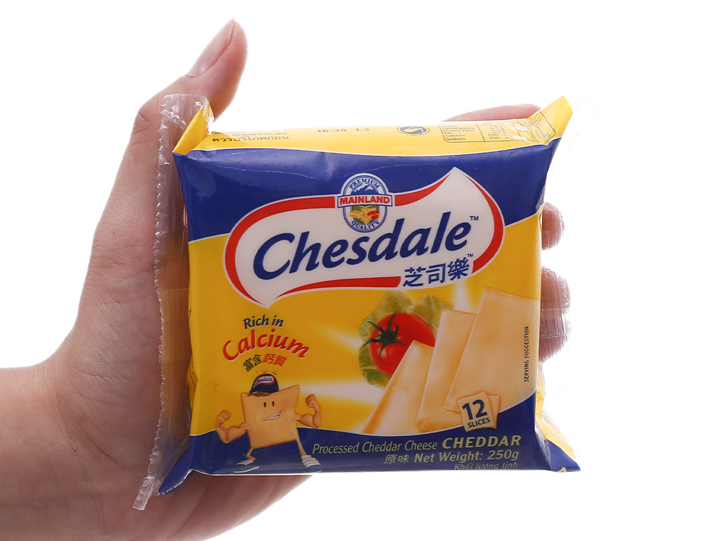 Phô mai lát Chesdale Cheddar gói 250g (12 lát)