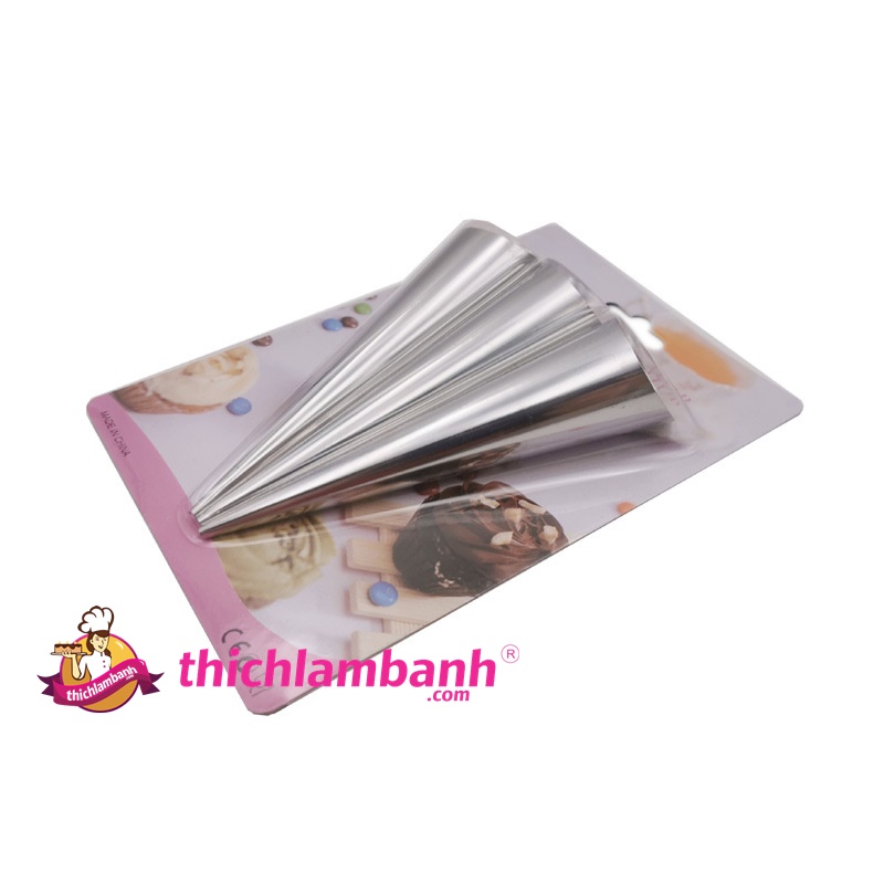 Bộ 3 khuôn inox làm bánh sừng bò, ốc quế, bánh mì xoắn ốc 14cm