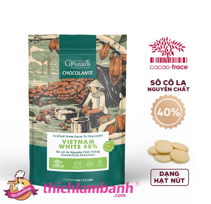 Chocola NÚT TRẮNG nguyên chất Puratos